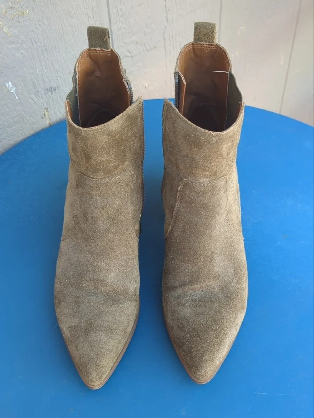 Franco Sarto Olive Suede Ankle Boots